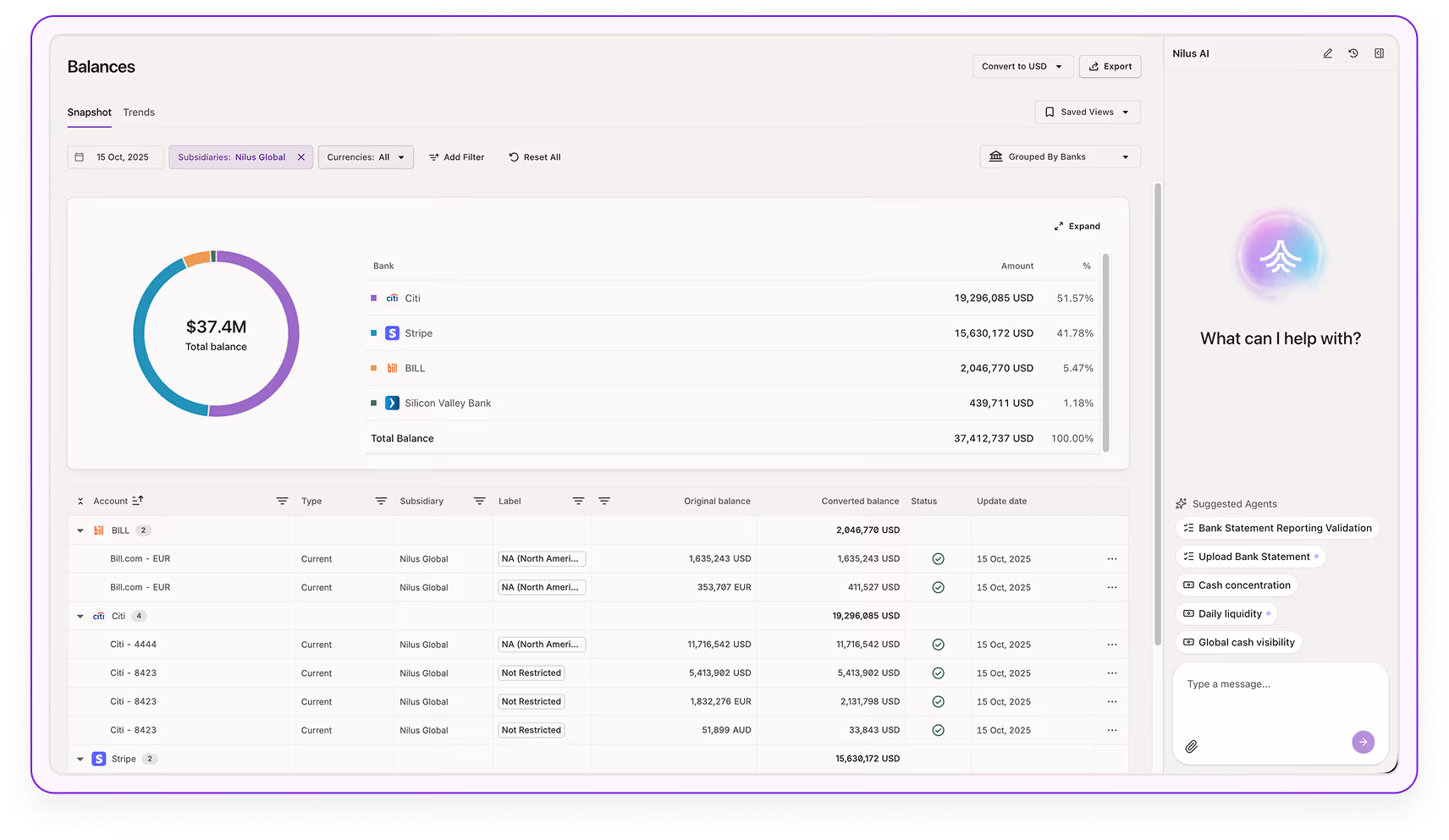 Cash & Liquidity module
